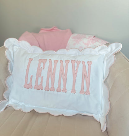 Pink Scalloped Nursery Pillowcase 12x20