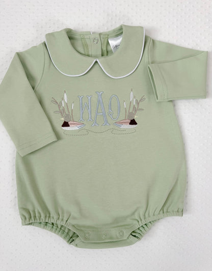 Embroidered Sage Green Mallard Duck Bubble