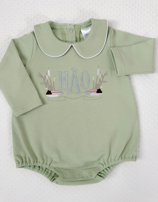 Embroidered Sage Green Mallard Duck Bubble