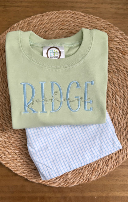 Embroidered Sage Everyday Shirt/Short/Set