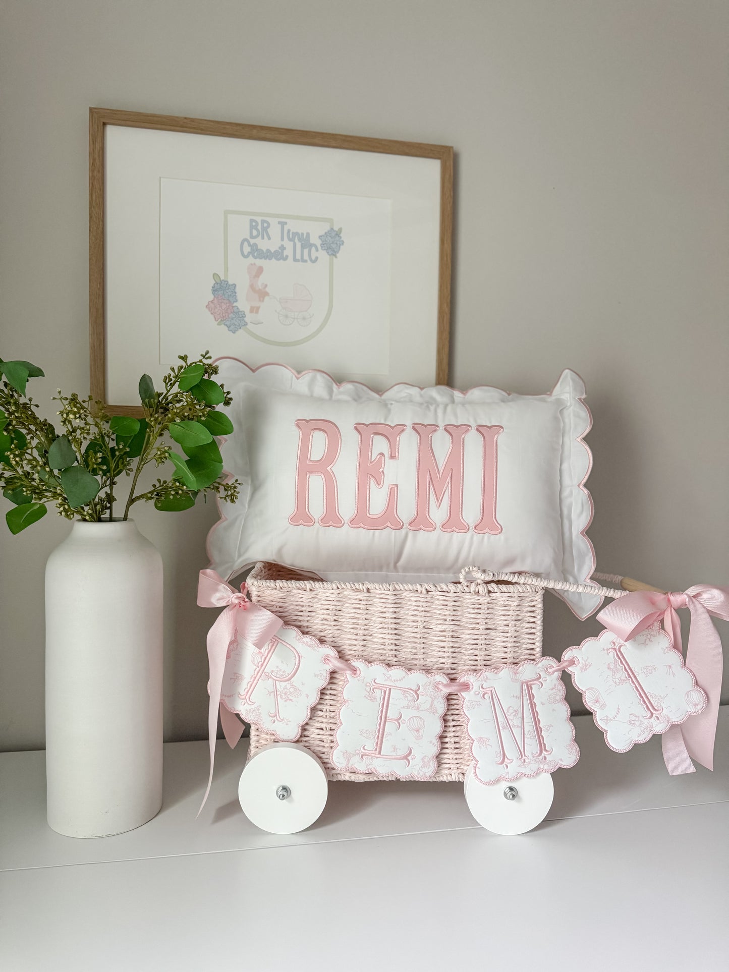 Pink Scalloped Nursery Pillowcase 12x20