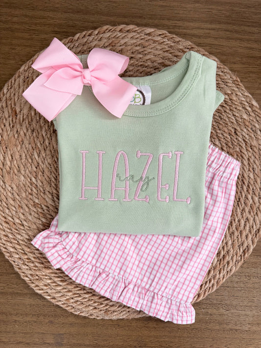 Embroidered Sage Everyday Shirt/Short/Set