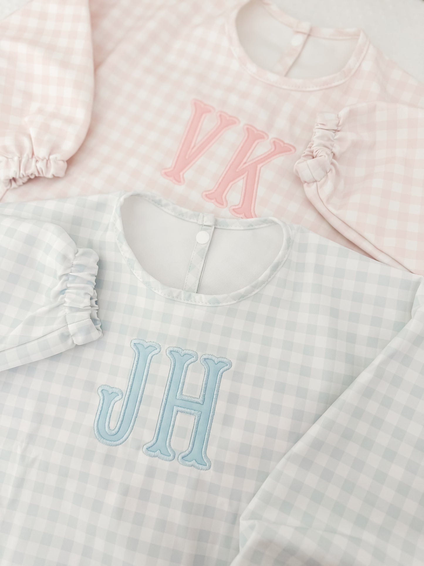 TRVL PINK GINGHAM LS BIB