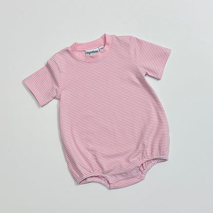 Embroidered SS Pink Stripe God Bless America Tee/Bubble
