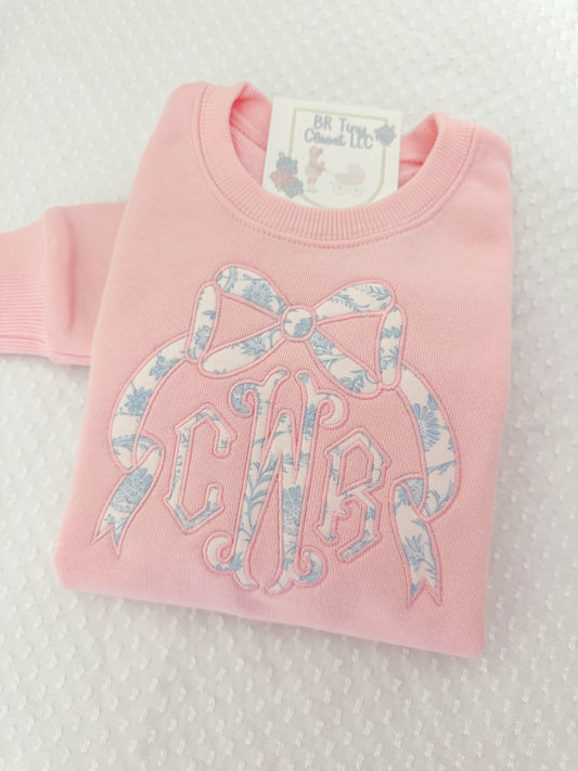 Sweatshirt Appliqué Bow Monogram