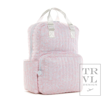 TRVL PINK WOODLAND QUILTED DIAPER BAG, CHANGING PAD AND EVERYDAY BAG SET