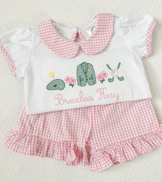 Embroidered Golf Collared Shirt/Short/Set