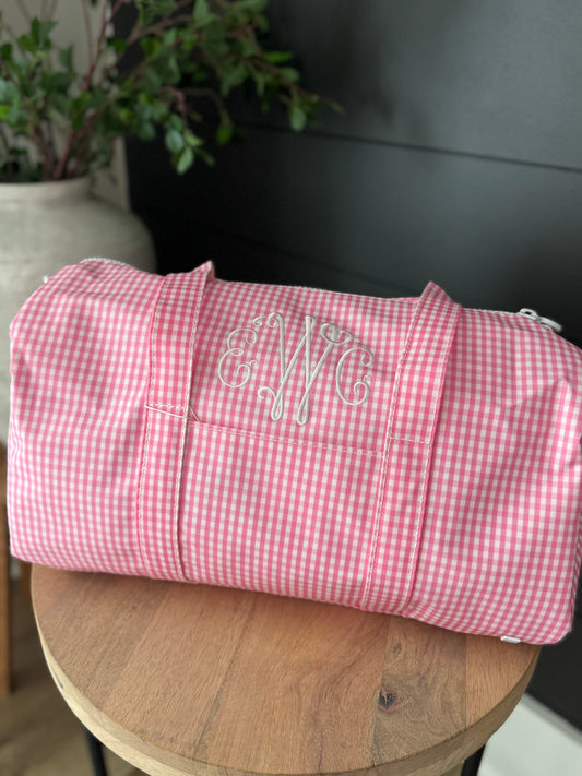 TRVL PINK GINGHAM WEEKENDER DUFFEL
