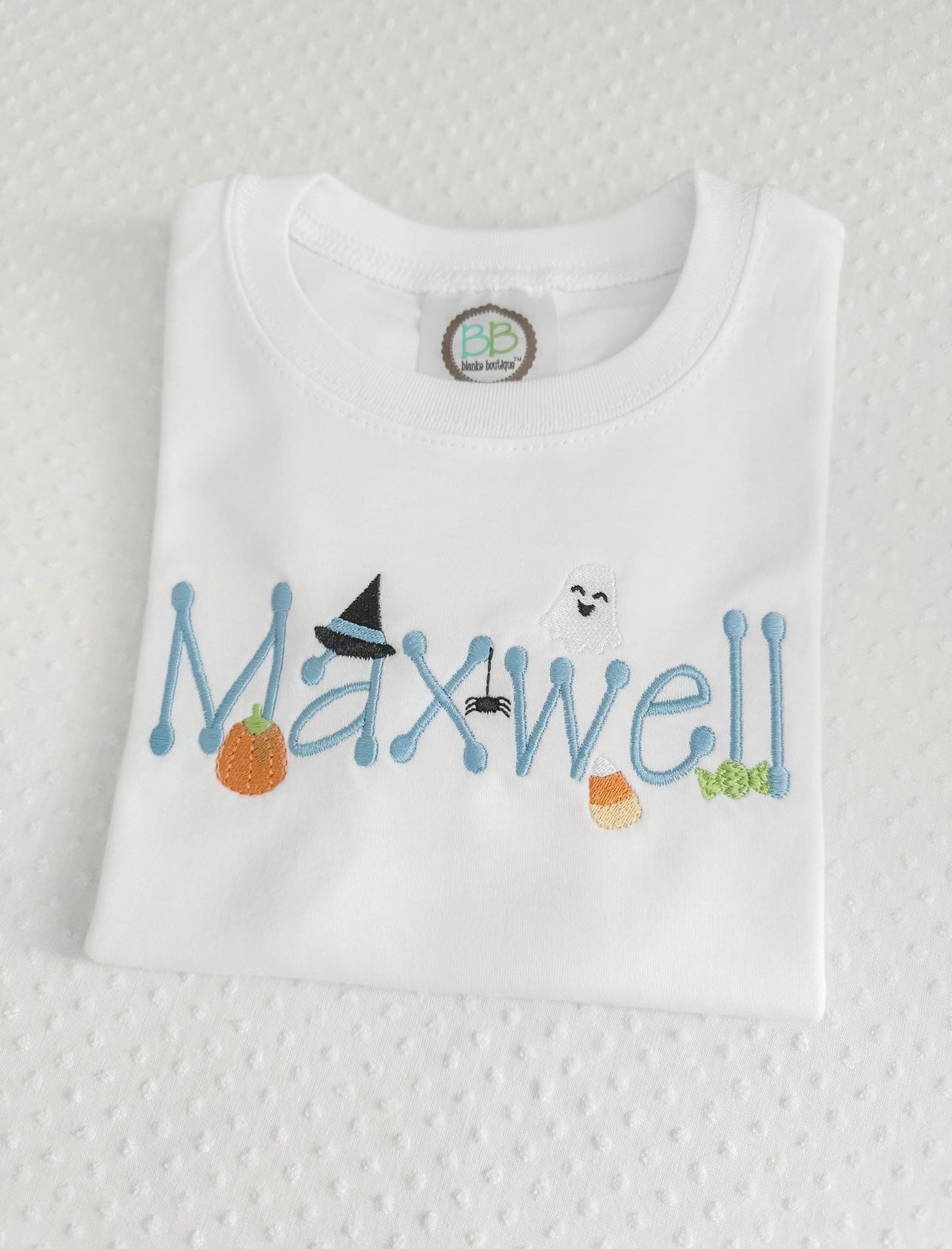 Boys Embroidered Halloween Name Tee