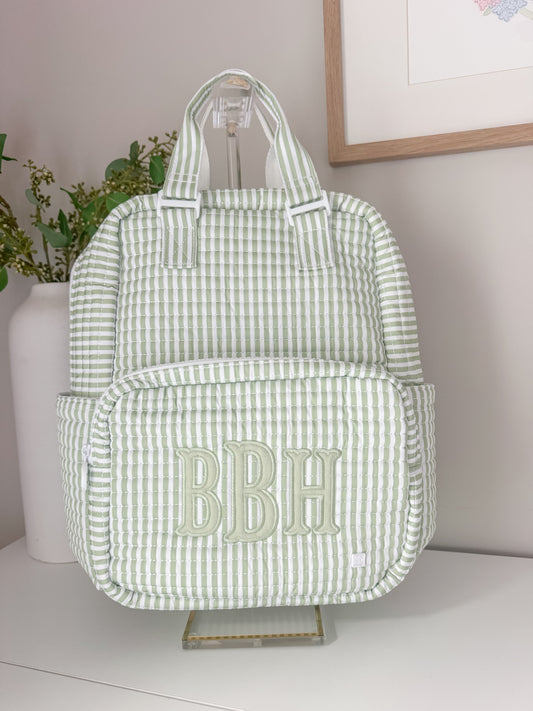 TRVL QUILTED PIMLICO STRIPE SAGE DIAPER BAG ONLY