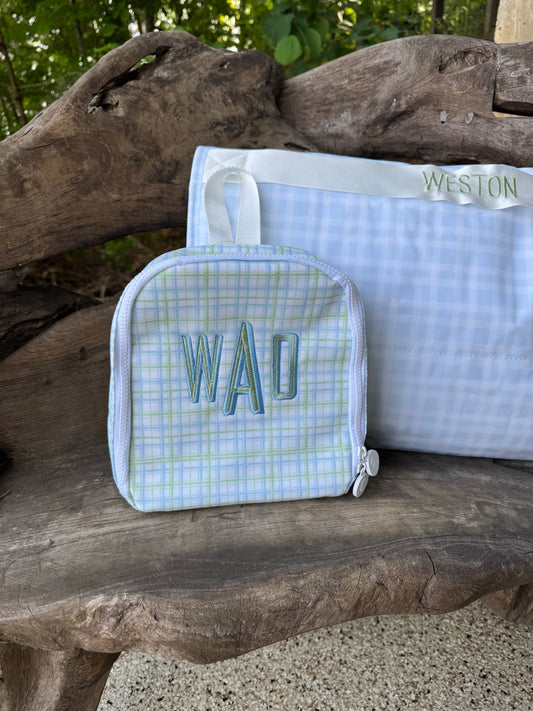 TRVL PLAID BLUE/GREEN LUNCHBOX