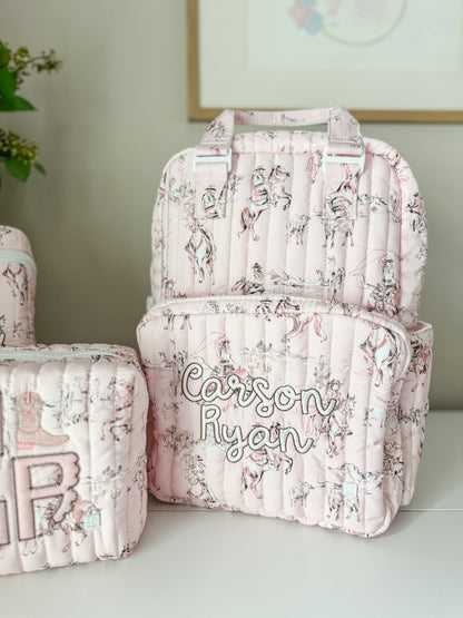 TRVL QUILTED COWGIRL TOILE DIAPER BAG ONLY