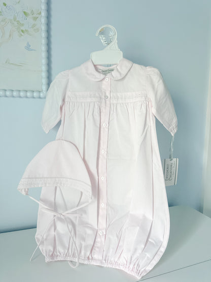Girls Dot Embroidered Take Me Home Gown With Bonnet