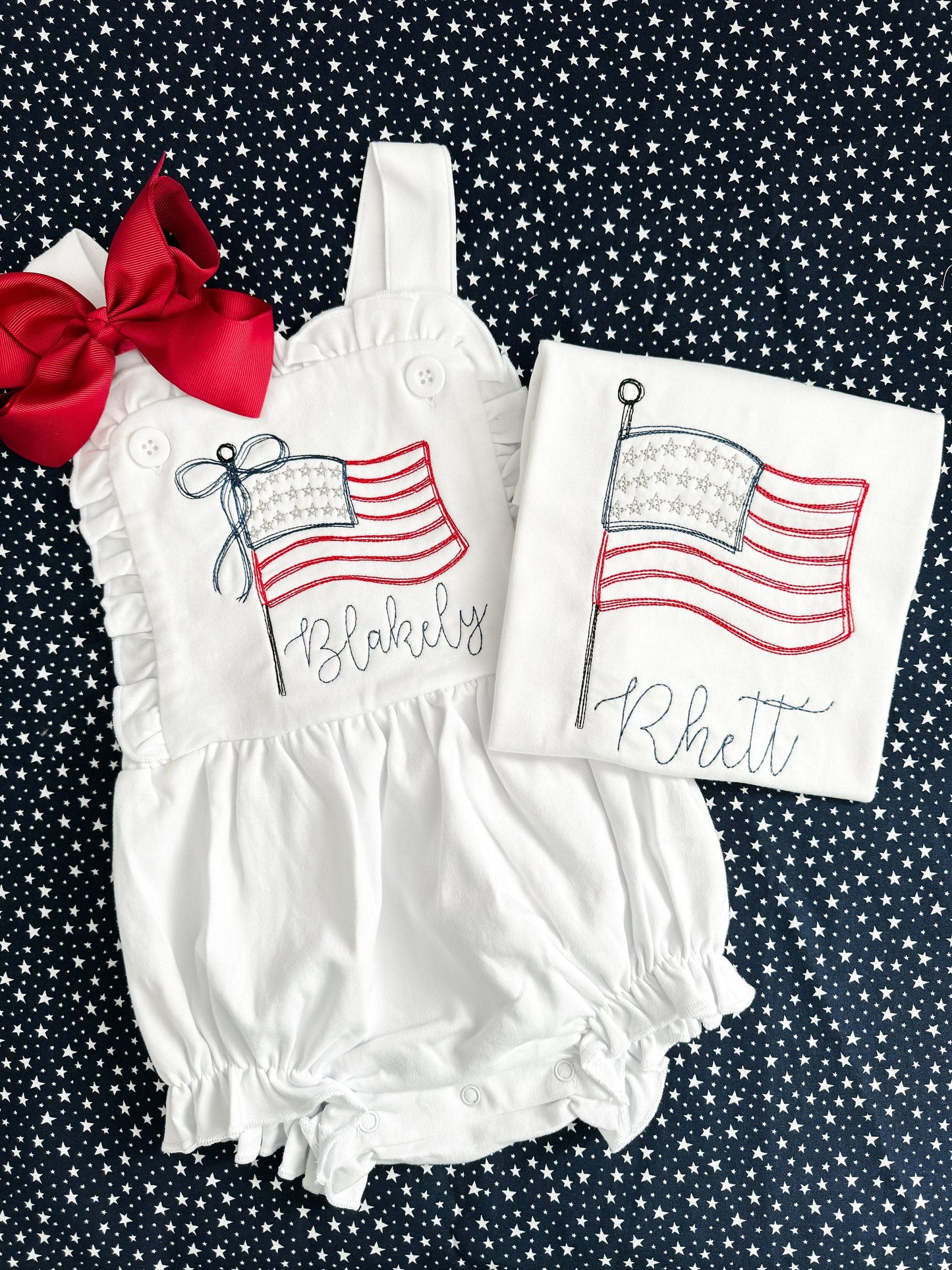 Embroidered American Flag Bubble & Tees