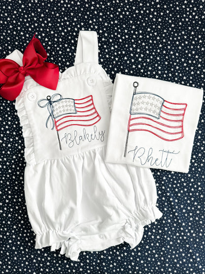 Embroidered American Flag Bubble & Tees