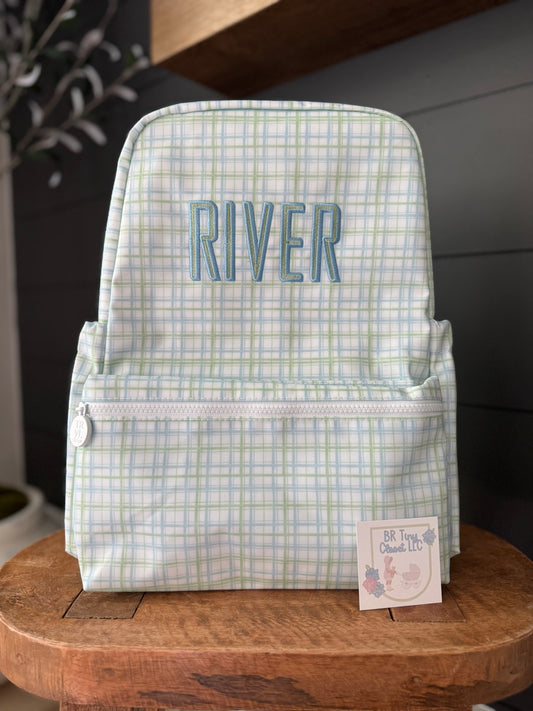 TRVL BLUE/GREEN CLASSIC PLAID BACKPACK