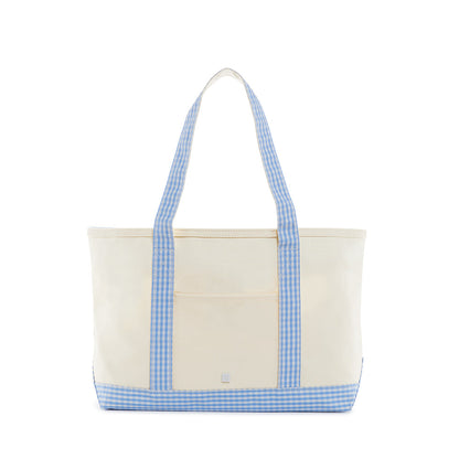 TRVL Medium Tote in Gingham Sky