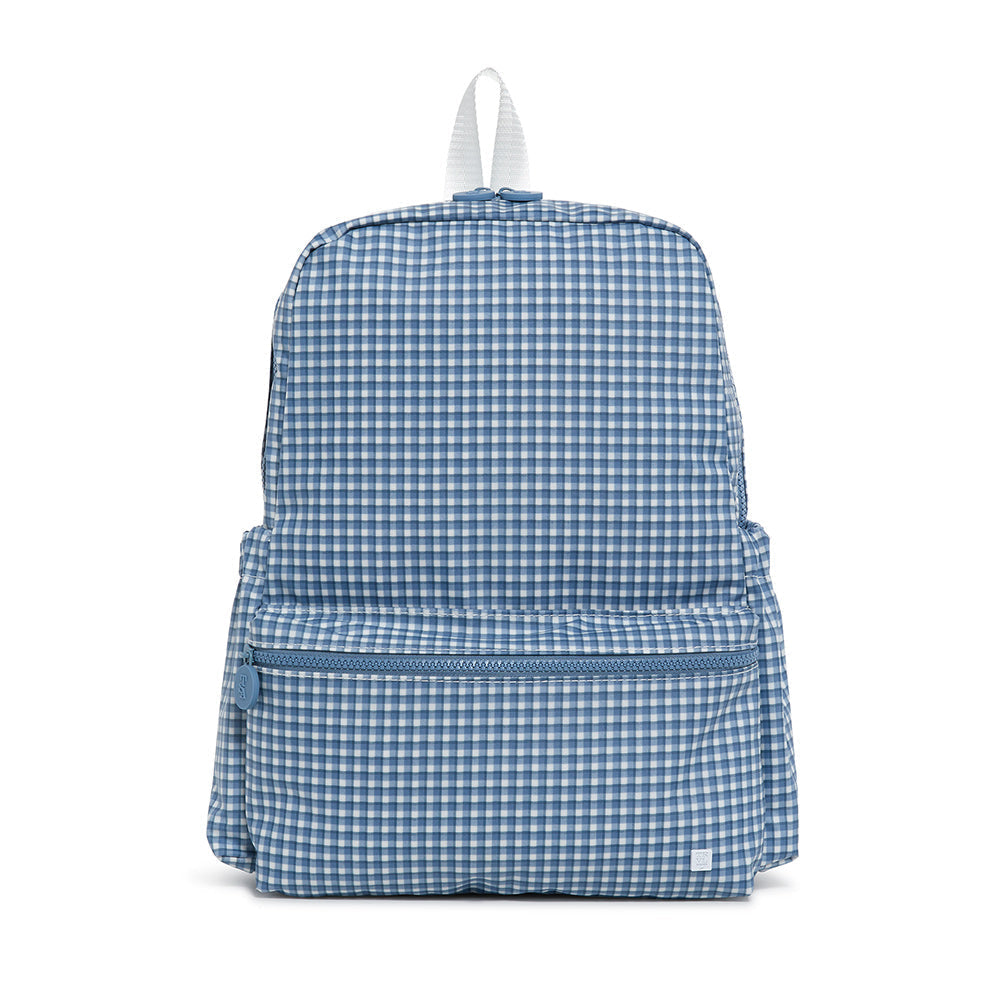 TRVL INDIGO GINGHAM BACKPACK