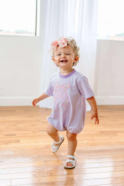 Embroidered SS Bow Monogram Purple T-Shirt Bubble/Tee