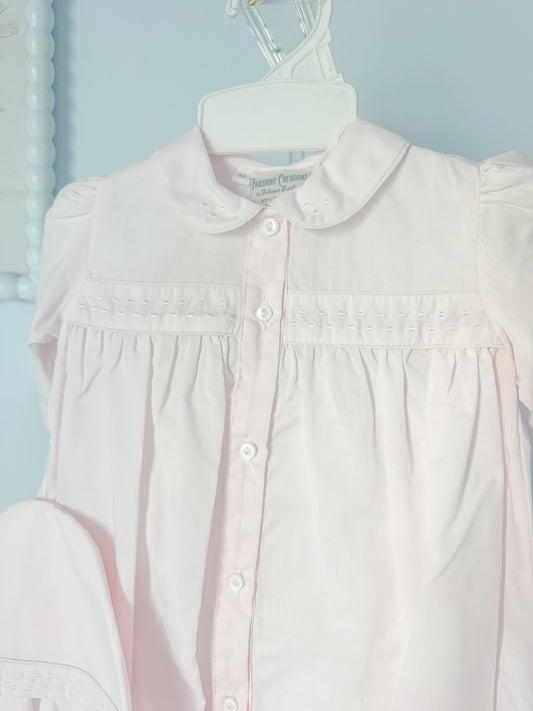 Girls Dot Embroidered Take Me Home Gown With Bonnet