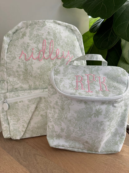 TRVL GREEN TOILE BACKPACK