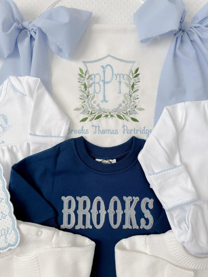 Embroidered Boys Greenery Banner