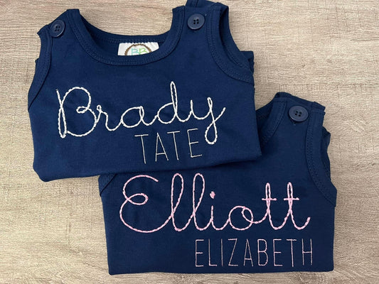 Navy Embroidered Unisex Bubble