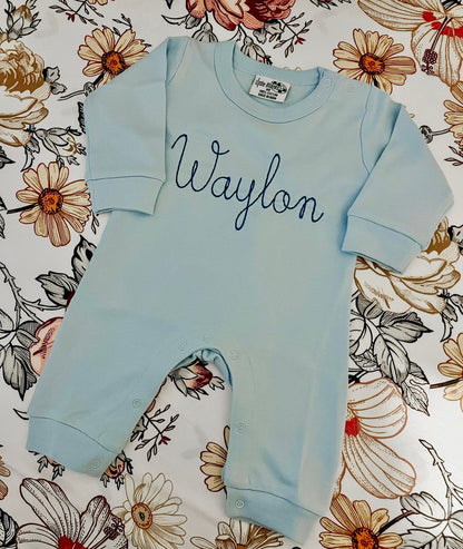 Embroidered Baby Blue Romper