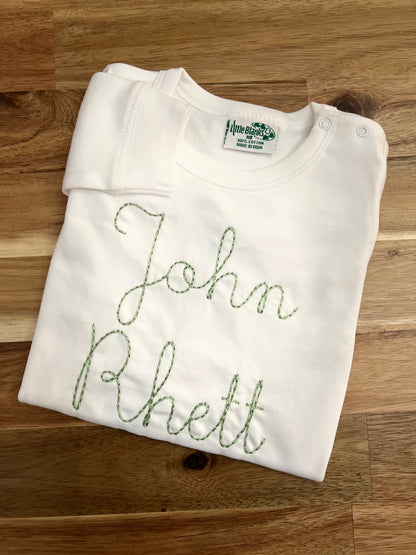 Embroidered Baby Romper in White