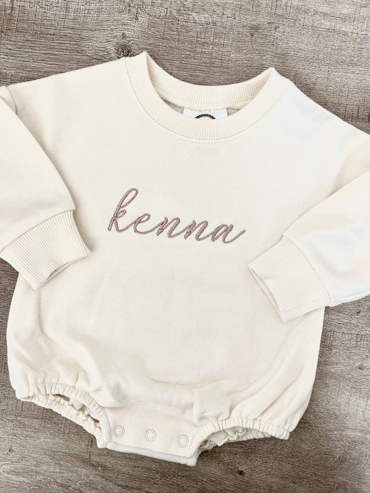 Embroidered Cream Sweatshirt Bubble