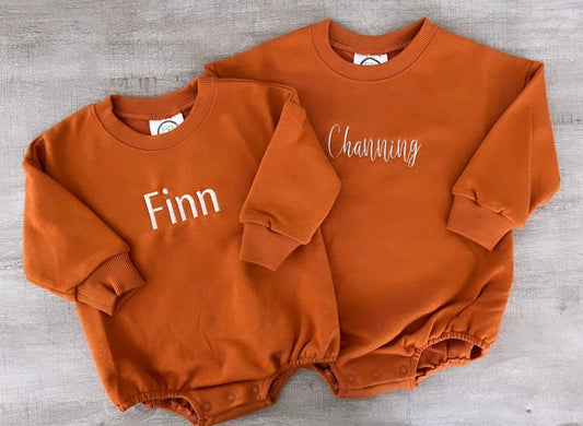 Embroidered Rust Sweatshirt Bubble