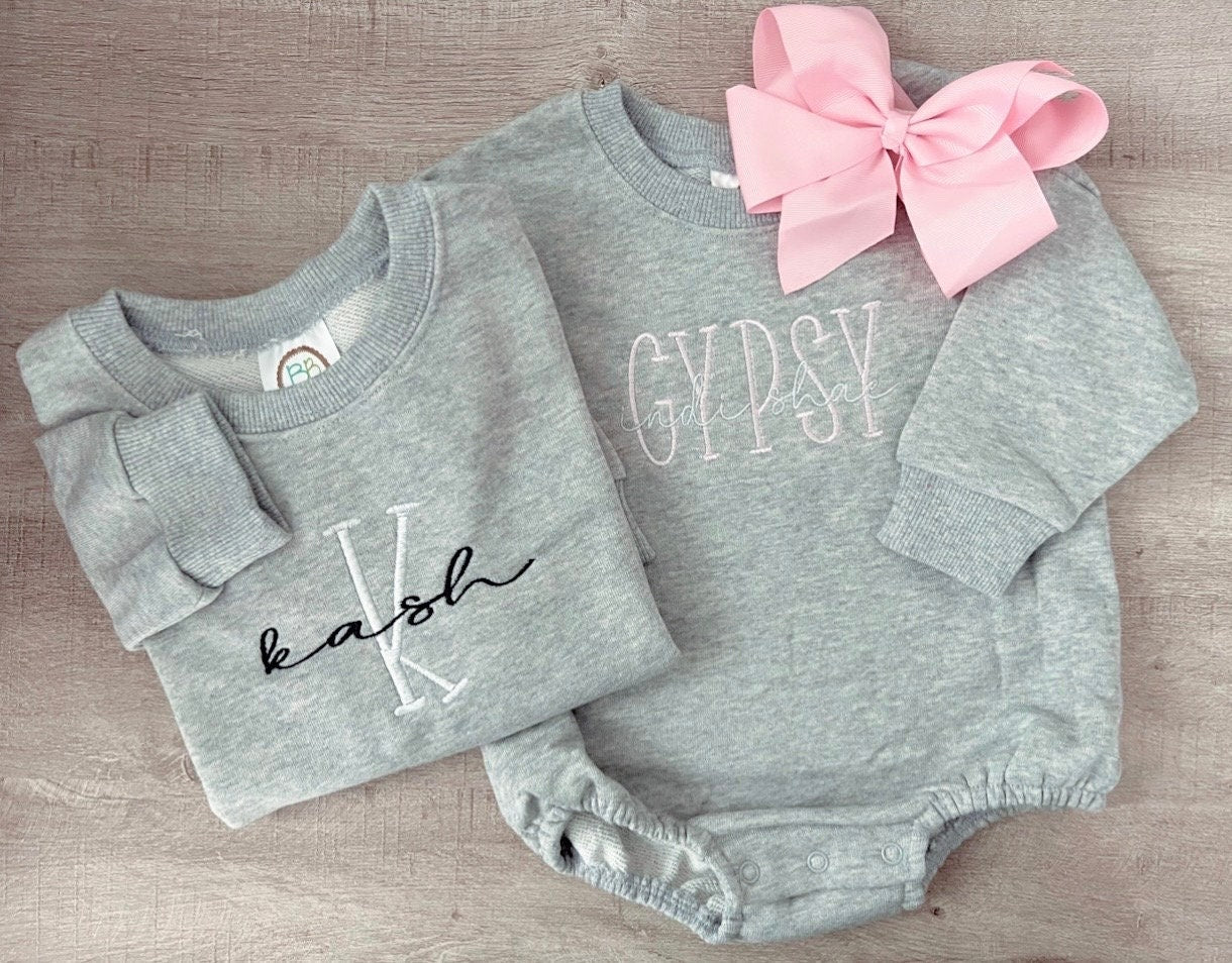 Embroidered Monochromatic Sweatshirt and Sweatshirt Bubble