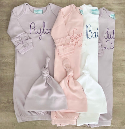 Newborn Ruffle Gowns+Hat