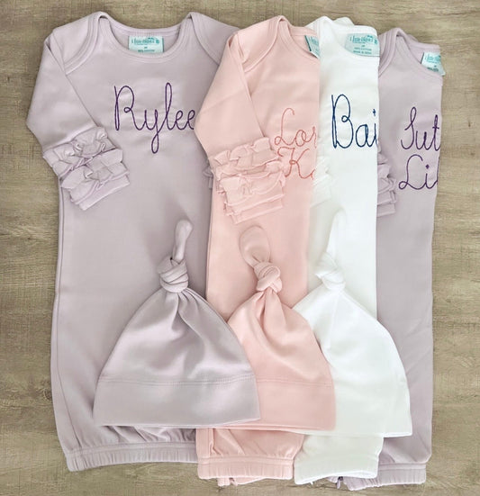 Newborn Ruffle Gowns+Hat