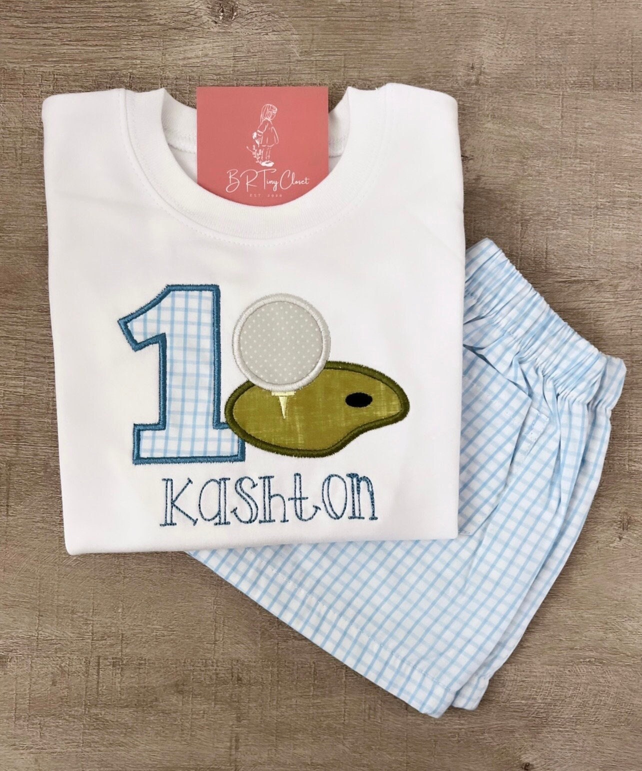 Appliqué Hole in ONE Shirt & Short Set