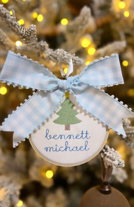 Embroidered Christmas Tree Baby Ornament