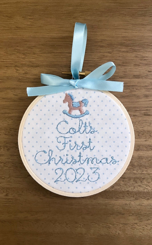 Embroidered Rocking Horse Baby Ornament