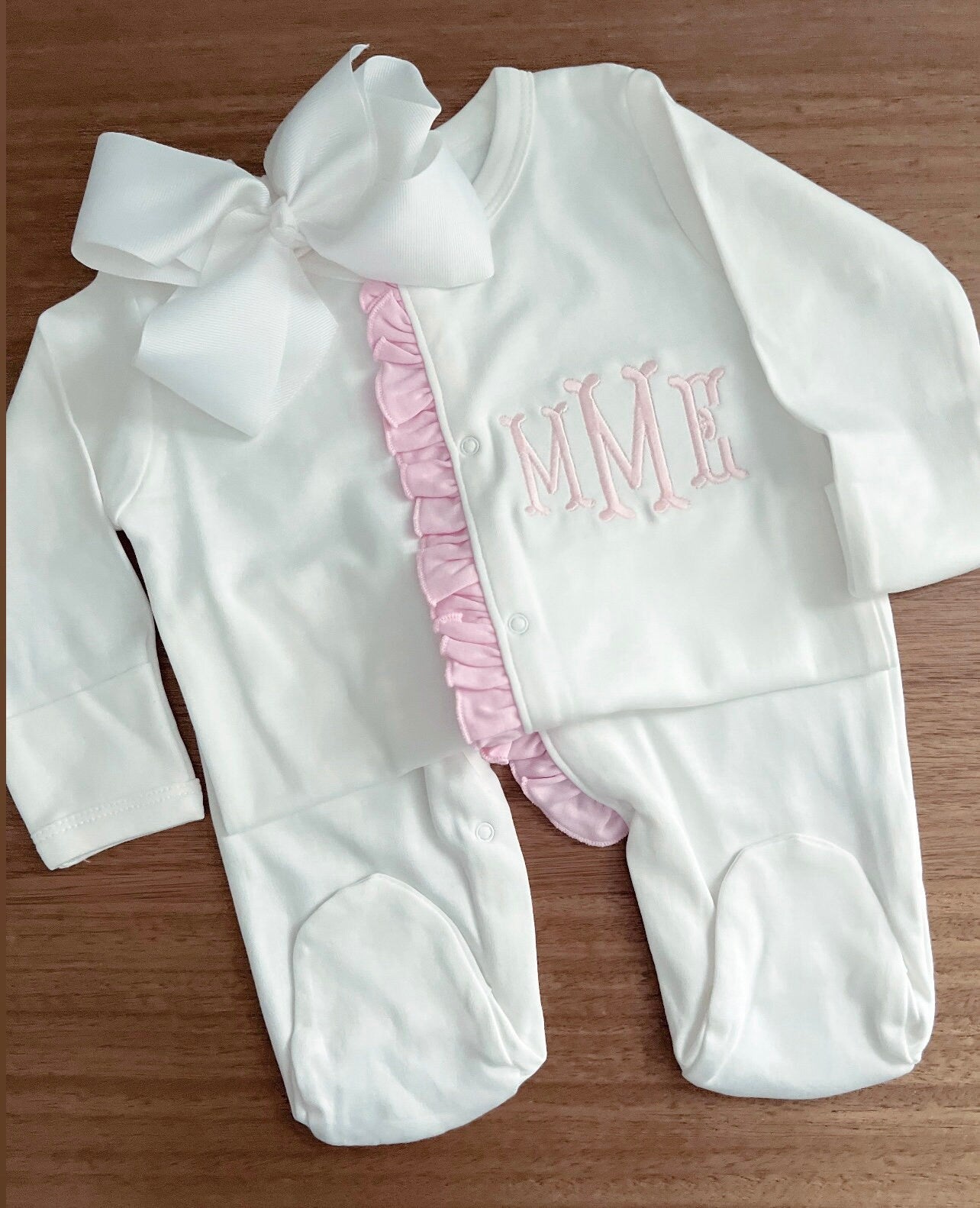 Embroidered Ruffle Footie