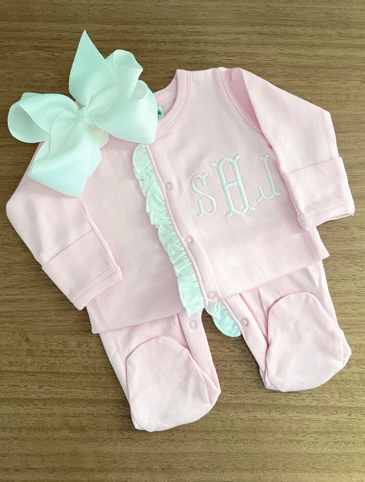Embroidered Ruffle Footie