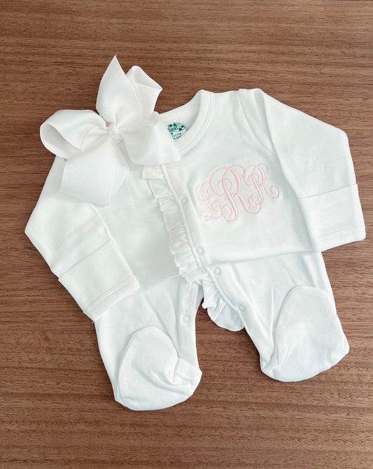 Embroidered Ruffle Footie