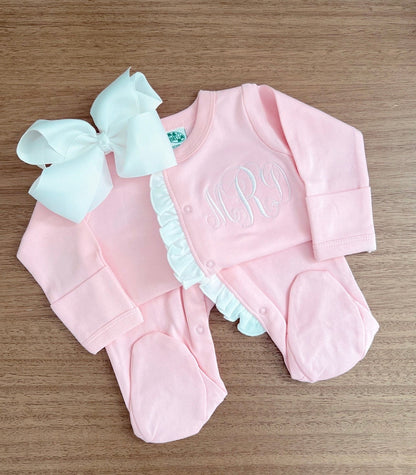 Embroidered Ruffle Footie