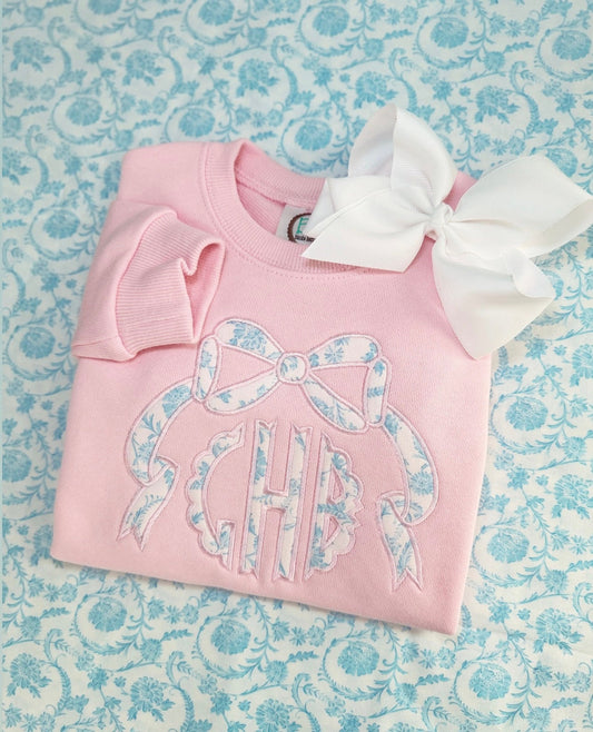 Sweatshirt Appliqué Bow Monogram