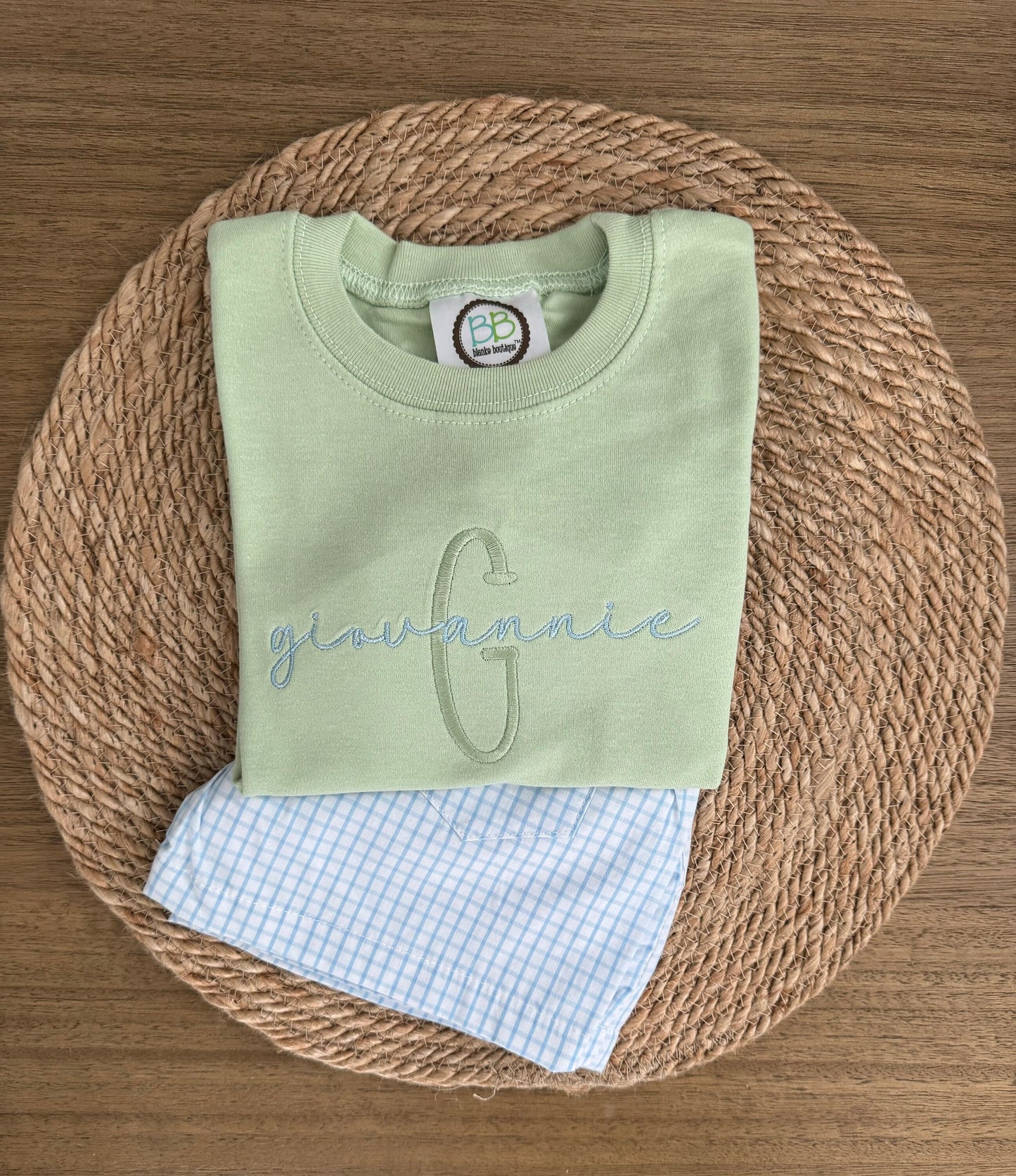 Embroidered Sage Everyday Shirt/Short/Set