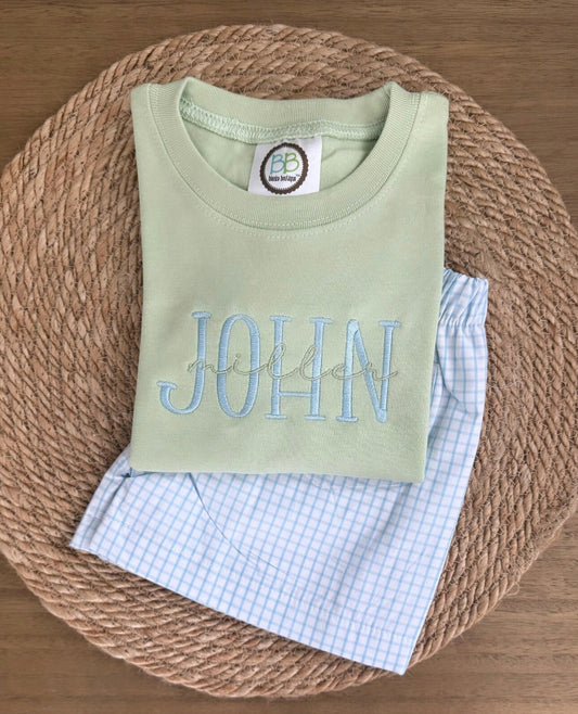 Embroidered Sage Everyday Shirt/Short/Set