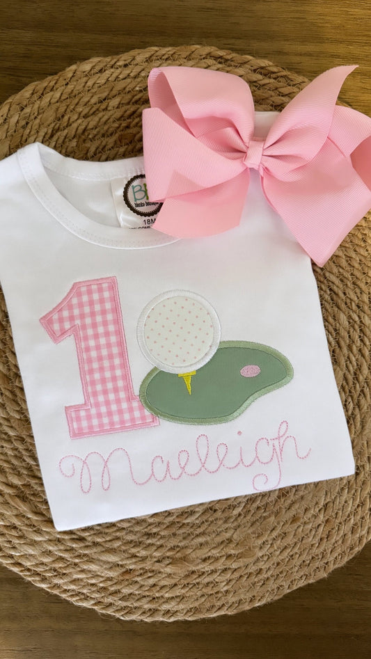 Embroidered Golf Girls Birthday Shirt