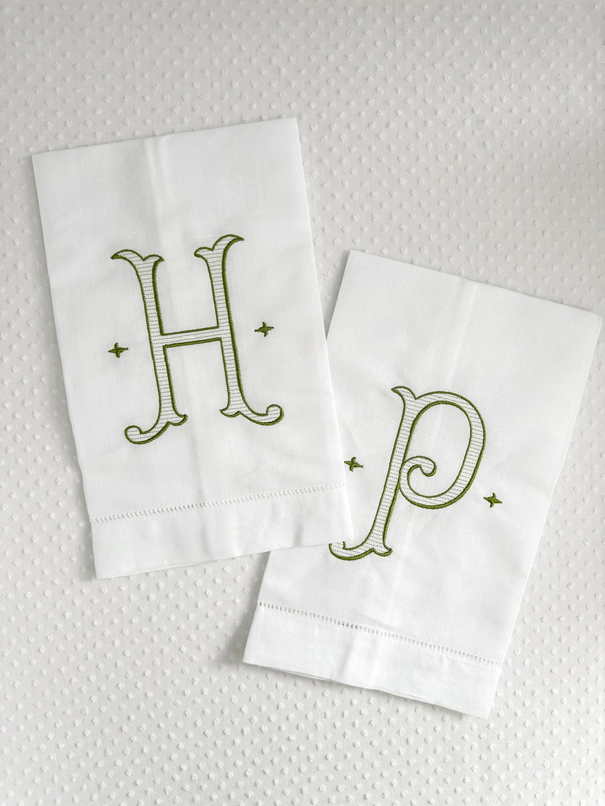 Embroidered initial Tea Towels