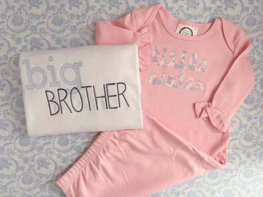 Embroidered Sibling Set/Big Brother/Little Sister