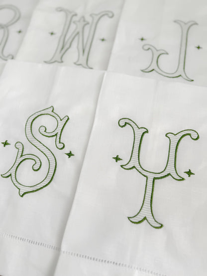 Embroidered initial Tea Towels