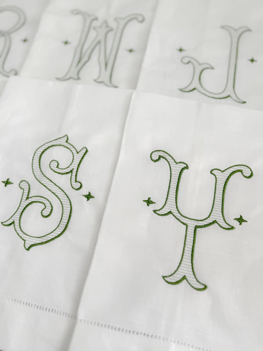Embroidered initial Tea Towels
