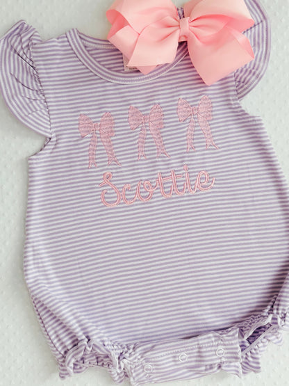 Embroidered Lavender Pink Bows bubble